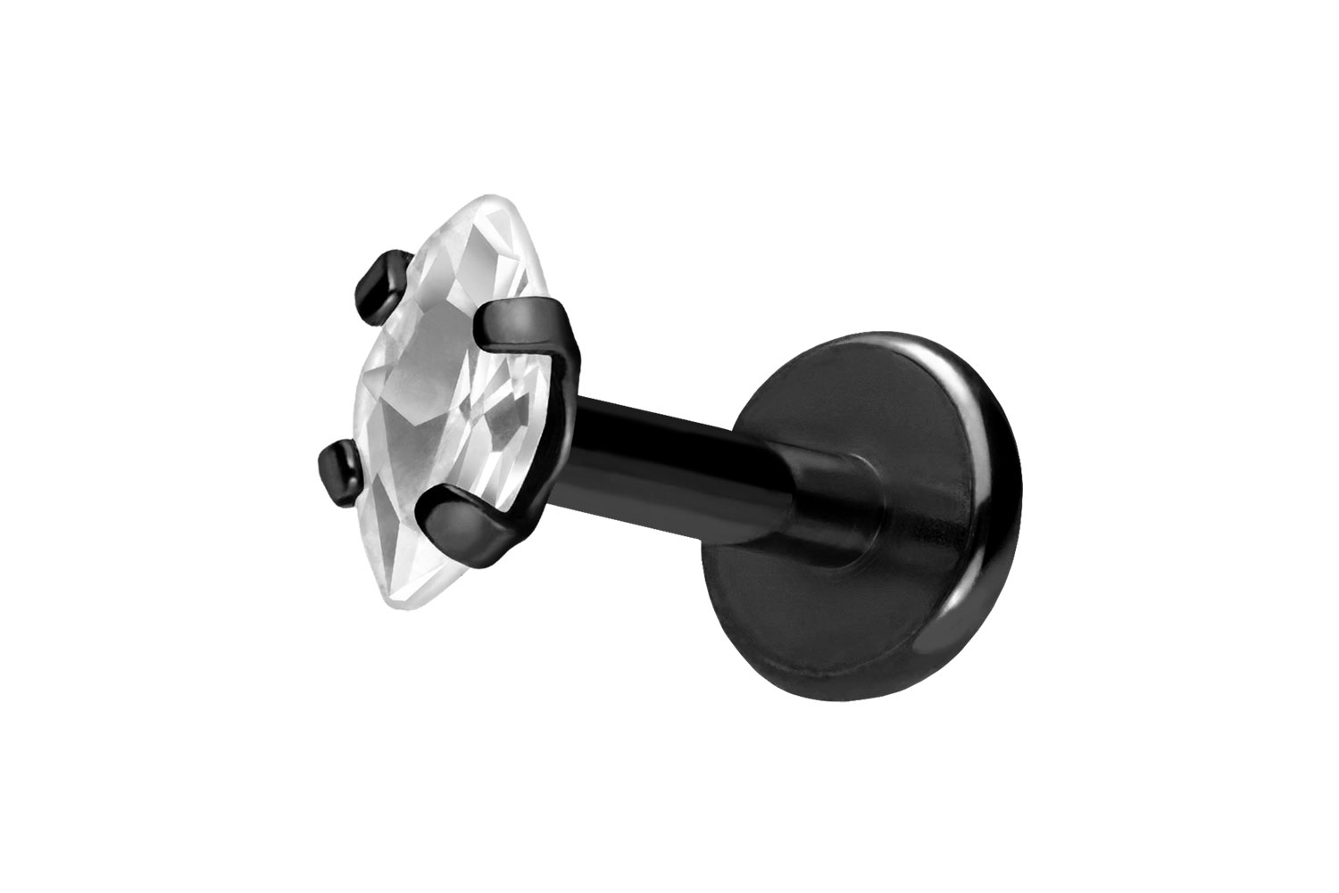 Titan Labret Piercing mit Push Fit EINGEFASSTER KRISTALLTROPFEN